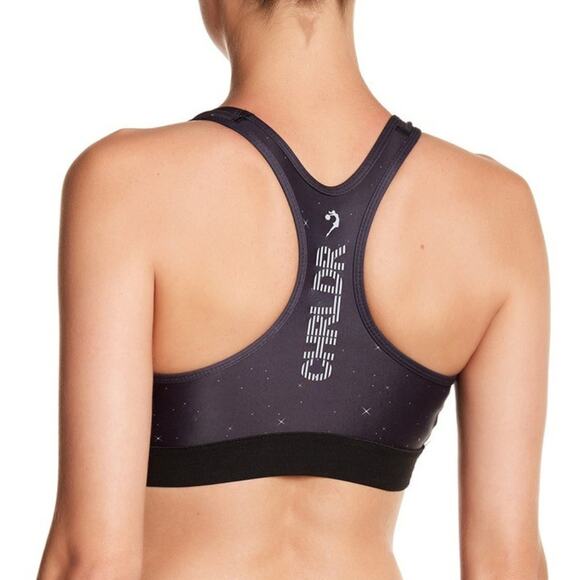 CHRLDR NWT Sports Bra Night Stars Racerback Print Black & White XS - Picture 3 of 5